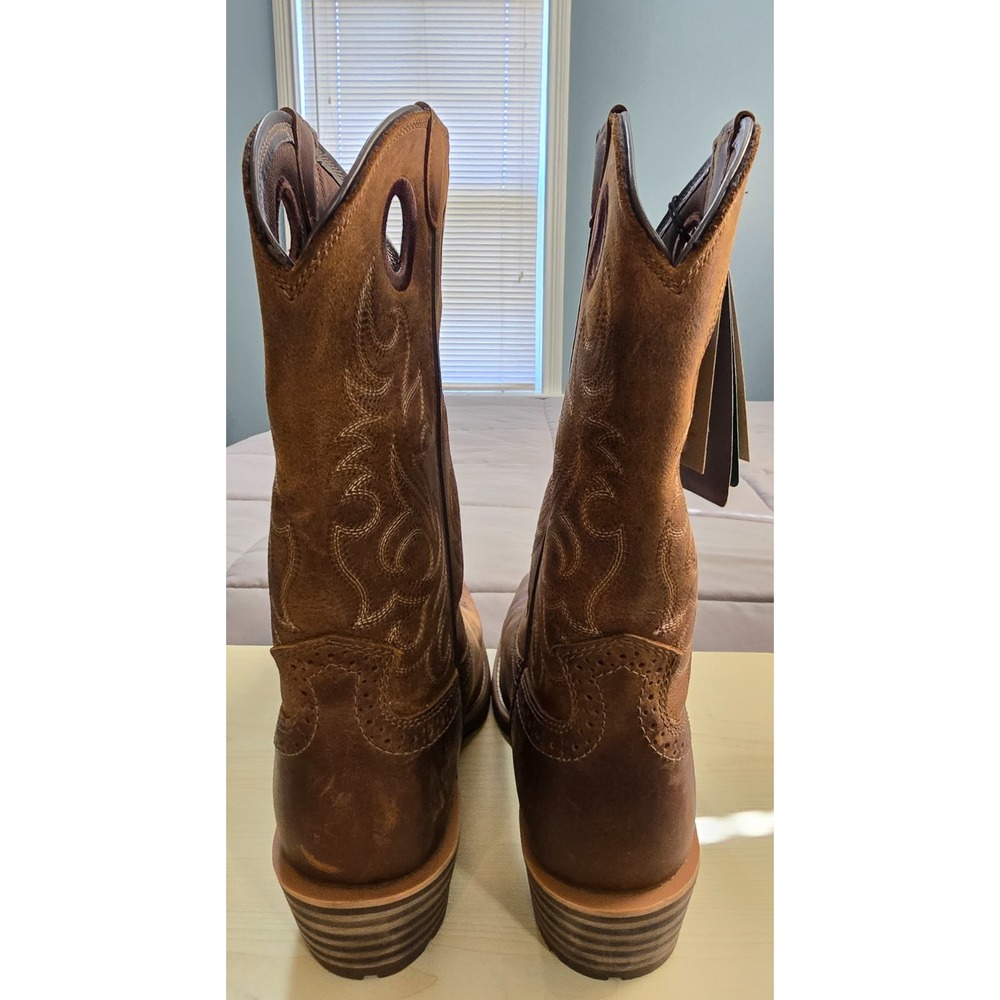 Ariat® (Men's 9 D) Hybrid Roughstock™ Square Toe Cowboy Boot, Distressed Brown - Picture 6 of 12